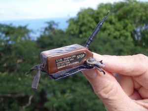 Broken satellite transmitter removed from Hope. Broken satellite transmitter removed from Hope.