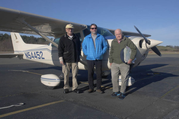 Bald eagle survey crew (The A-Team) including Captain Fuzzzo Shermer (left), Bryan Watts (middle) and Mitchell Byrd (right). The team has been lucky enough to witness and document and incredible recovery of the Virginia breeding population. Photo by Bart Paxton.