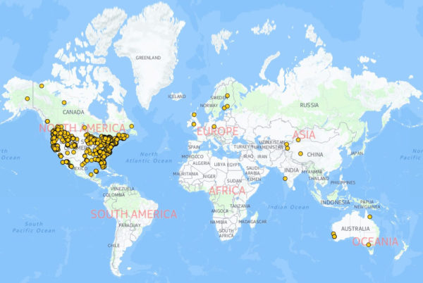 Map of nests registered in the OspreyWatch program. Data from CCB.