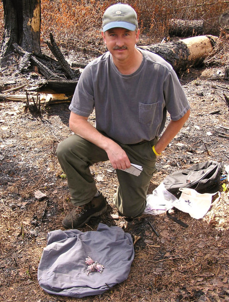 dana bradshaw with a brood of woodpeckers within the piney grove
